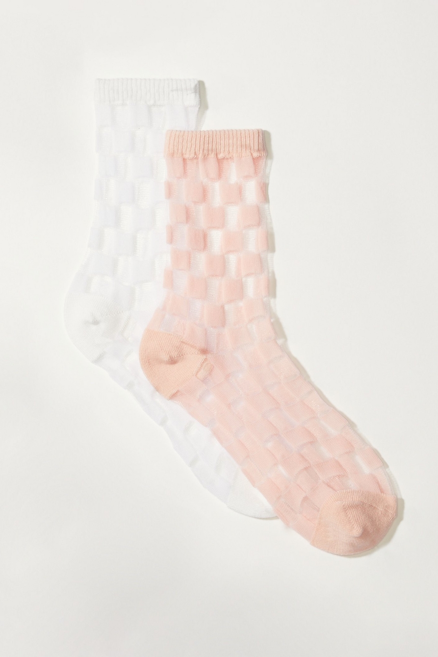 sheer checkered crew sock